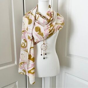Vintage Boho Paisley Scarf & Convertible Gemstone Dreamcatcher Pendant Set